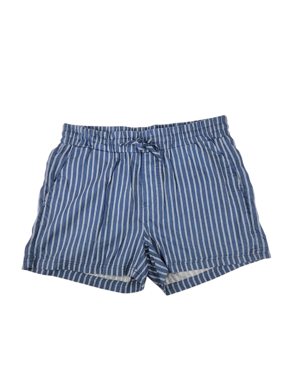 Market & Spruce Blue White Striped Linen Blend Pull-On Shorts Med Nautical Sail
